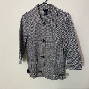 Vintage R.Q.T. Gingham Stretchy Lightweight Button Jacket Blazer Shirt Collared